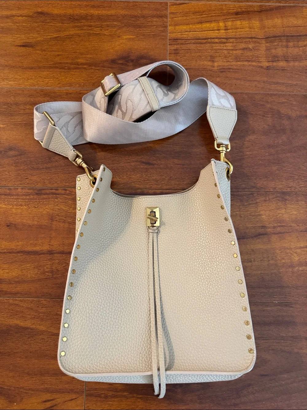 Rebecca Minkoff Beige Studded Leather Crossbody Bag